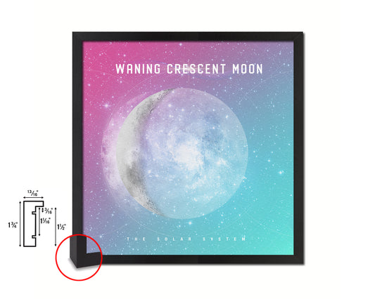 Waning Crescent Lunar Phases Colorful Moon Watercolor Framed Prints Home Decor Wall Art Gifts