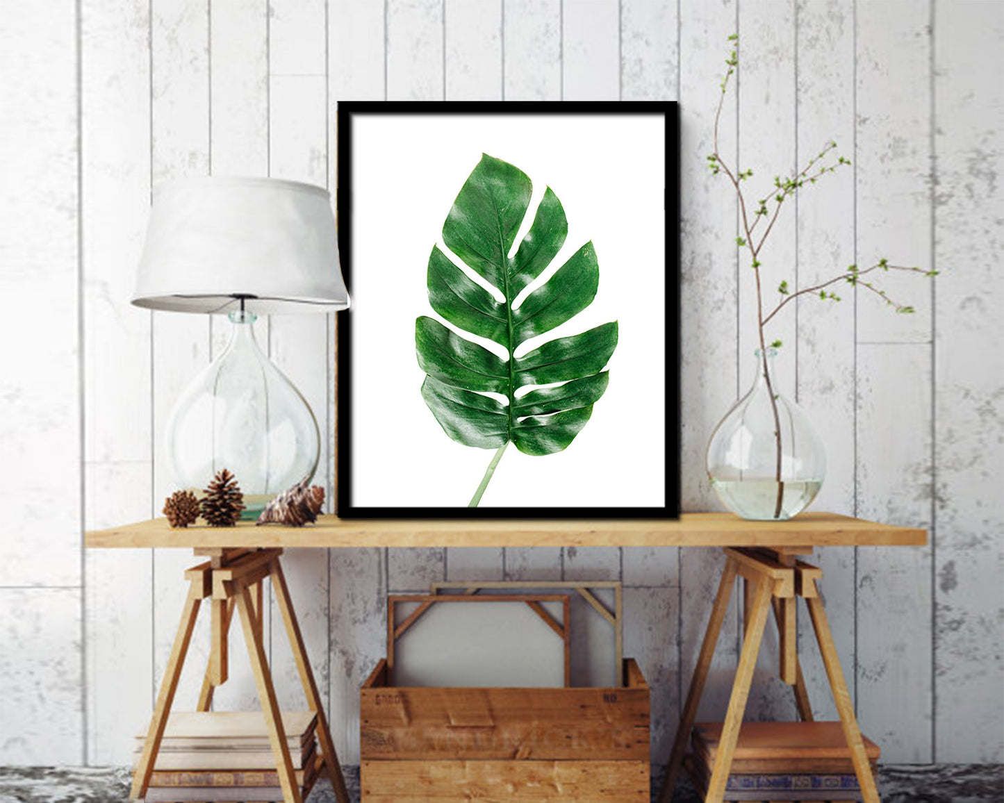 Tropical Palm Tropical Leaf Framed Print Sign Decor Wall Art Gifts