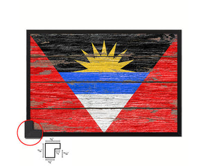 Antigua Barbuda Country Wood Rustic National Flag Wood Framed Print Wall Art Decor Gifts