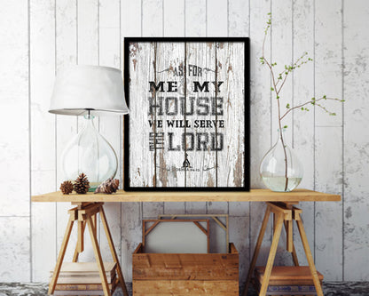 As for me & my house, we will serve the Lord Quote Wood Framed Print Home Decor Wall Art Gifts