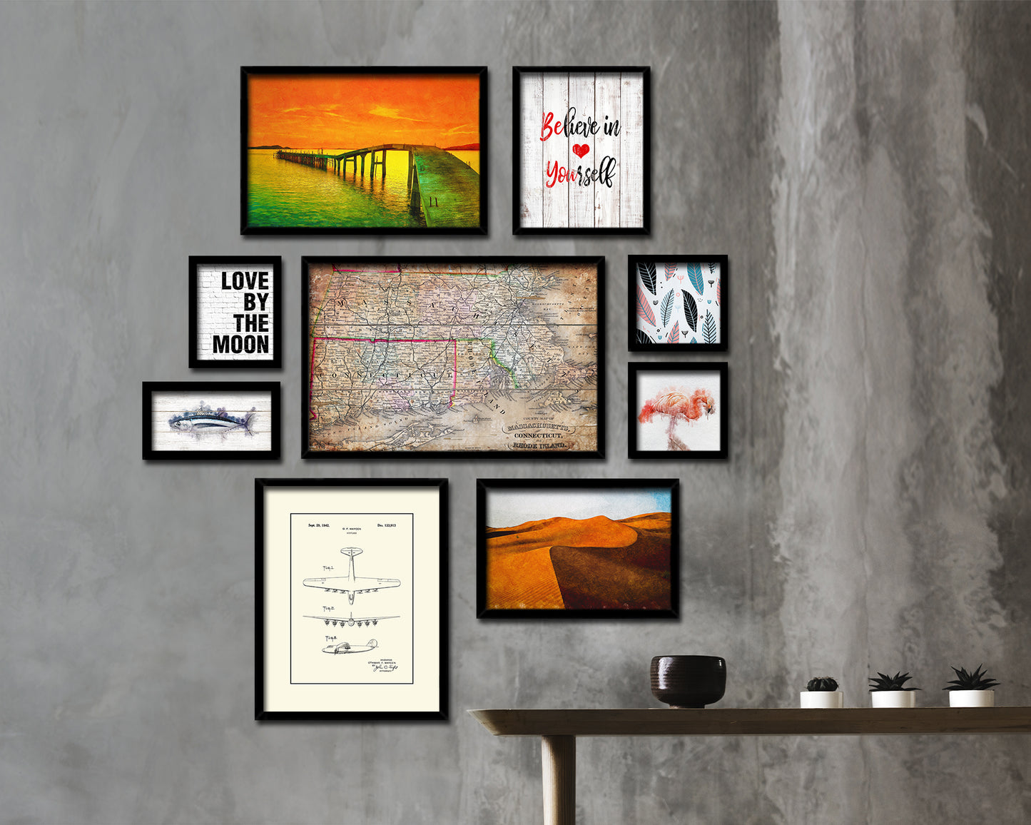 Massachusetts Spofford's Atlas United States 1900 Antique Map Framed Print Art Wall Decor Gifts