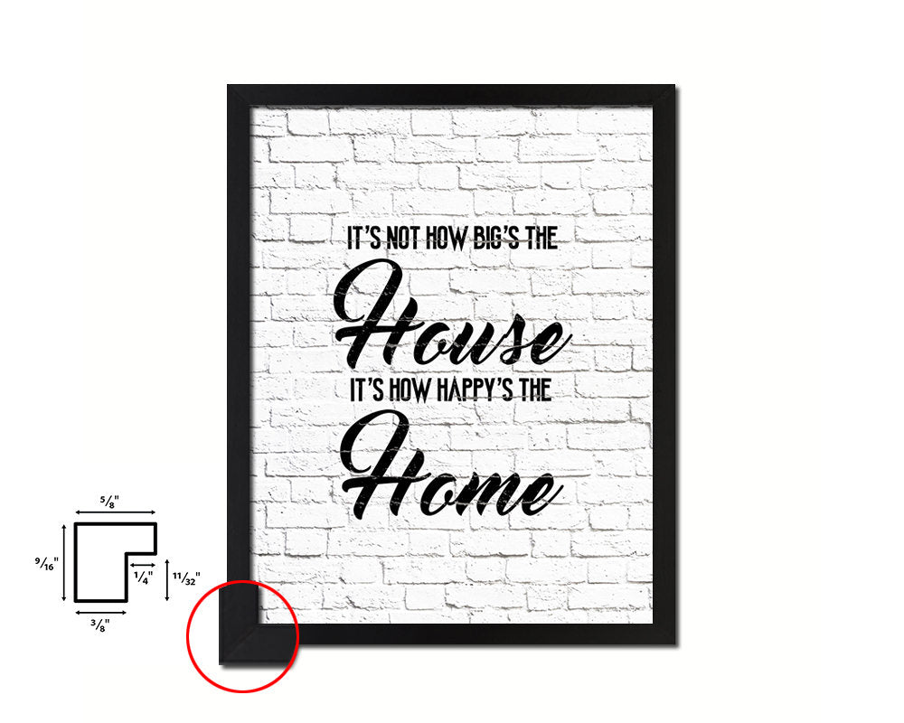 It's not how big's the house It's how happy's the home Quote Framed Print Home Decor Wall Art Gifts