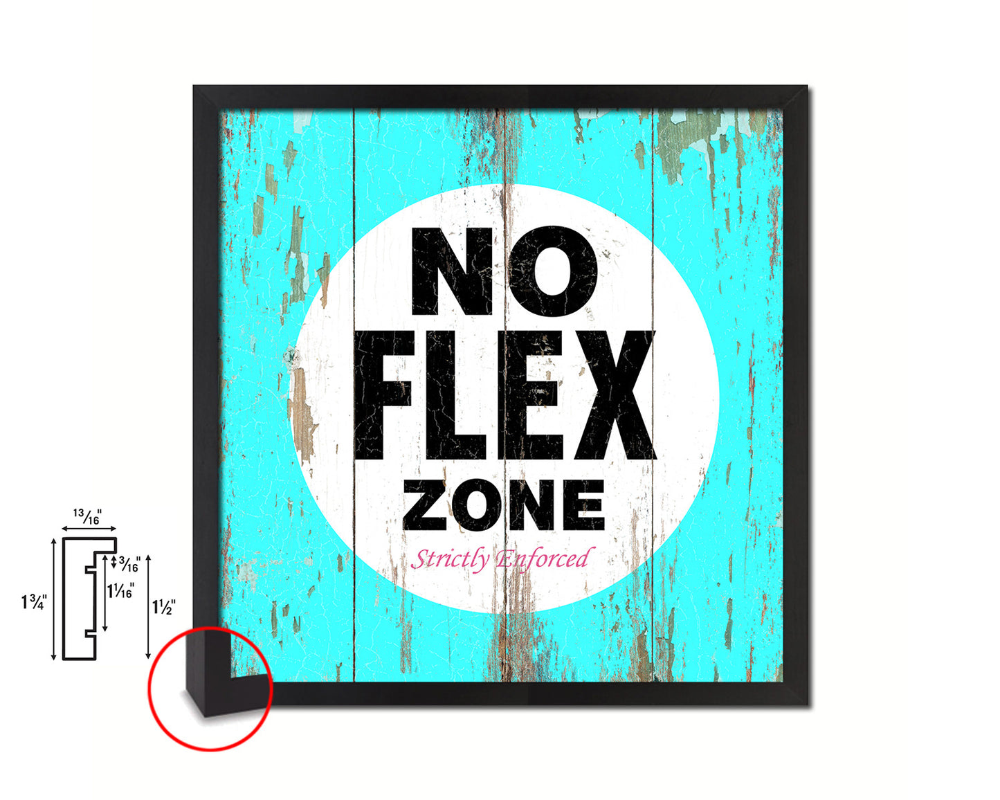 No Flex Zone Shabby Chic Sign Wood Framed Art Paper Print Wall Decor Gifts