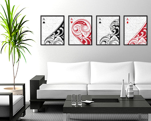 Ace of Heart Cards Fine Art Paper Prints Wood Framed Wall Art Decor Gifts