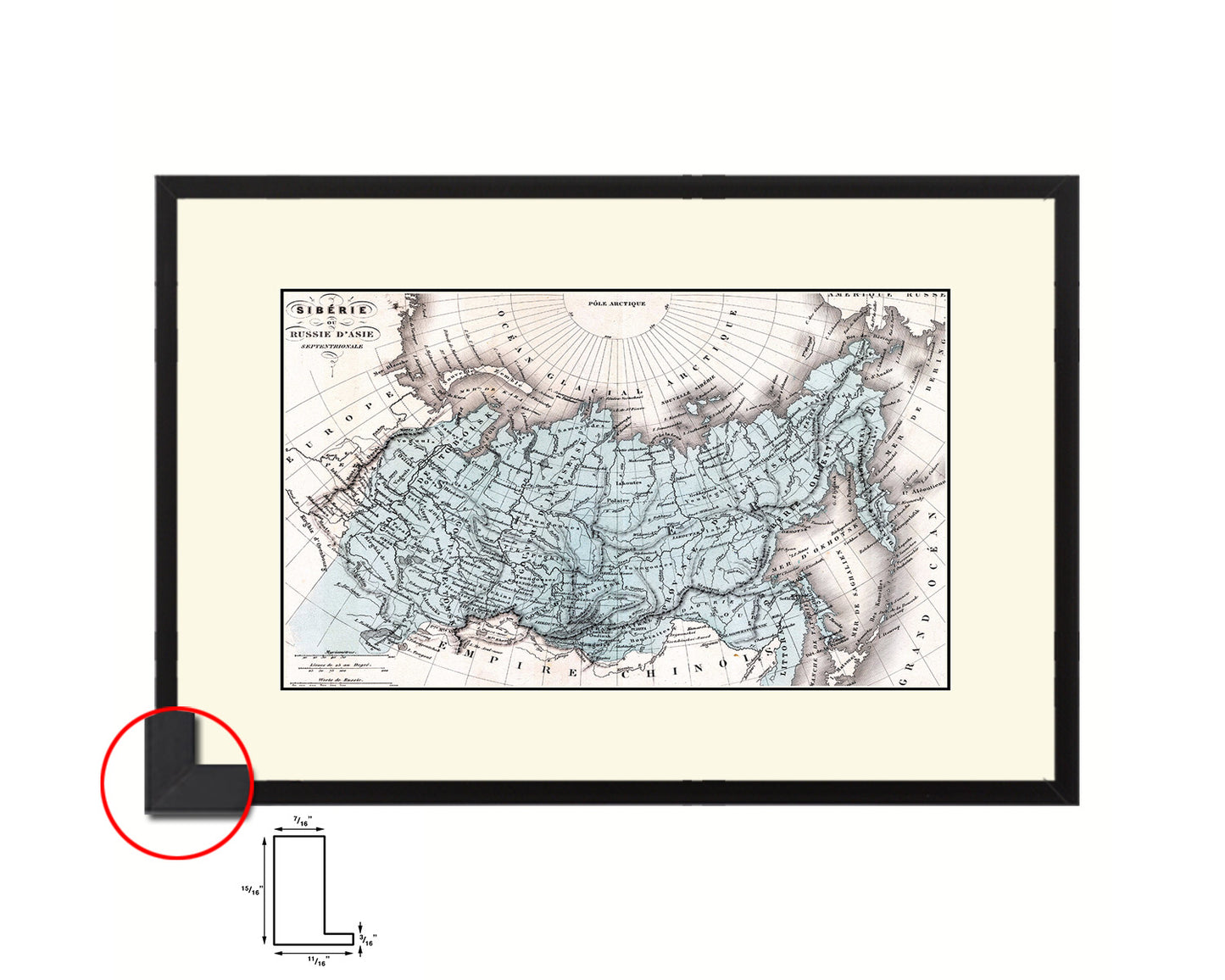 Siberia Russia 1870 Old Map Framed Print Art Wall Decor Gifts