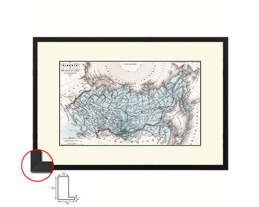 Siberia Russia 1870 Old Map Framed Print Art Wall Decor Gifts