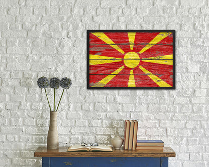 Macedonia Country Wood Rustic National Flag Wood Framed Print Wall Art Decor Gifts