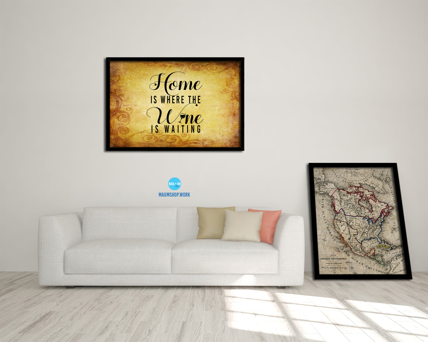 Home is where the w*n is waiting Quote Framed Print Wall Decor Art Gifts