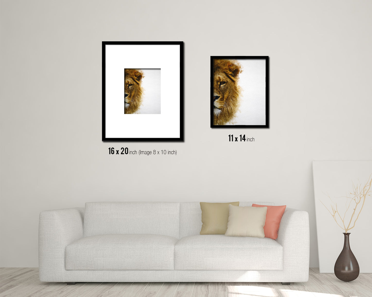 Lion Animal Painting Print Framed Art Home Wall Decor Gifts