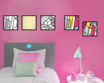 Abstract Yellow Artwork Wood Frame Gifts Modern Wall Decor Art Prints