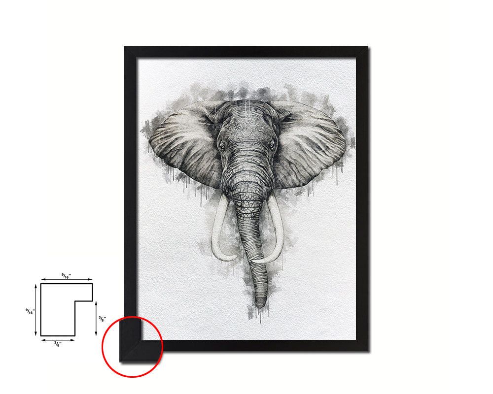 Elephant Animal Painting Print Framed Art Home Wall Decor Gifts