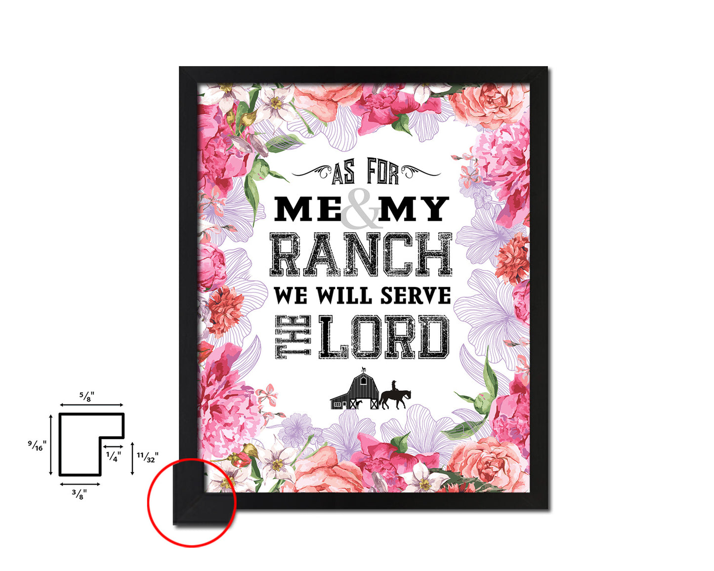 As for me & my ranch, we will serve the Lord Quote Wood Framed Print Home Decor Wall Art Gifts