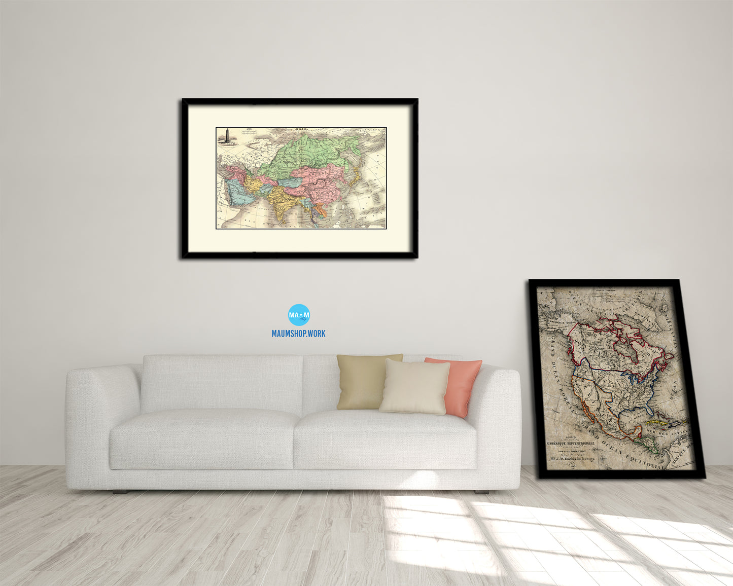 Asia 1875 Old Map Framed Print Art Wall Decor Gifts