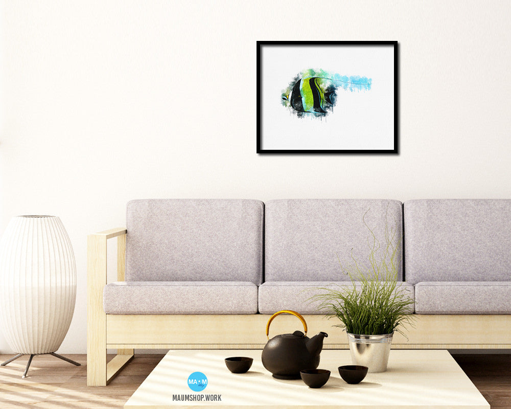Tropical Fish Framed Print Modern Restaurant Sushi Bar Modern Watercolor Wall Art Decor