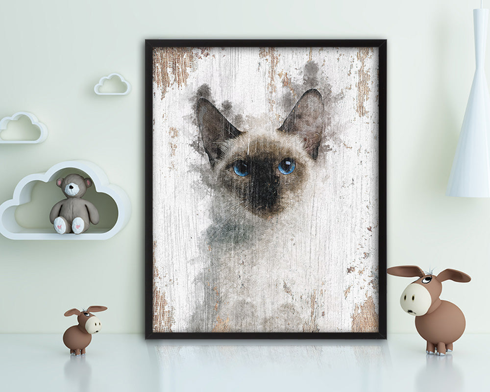 Thai Kitten Cat Kitten Portrait Framed Print Pet Home Decor Custom Watercolor Wall Art Gifts