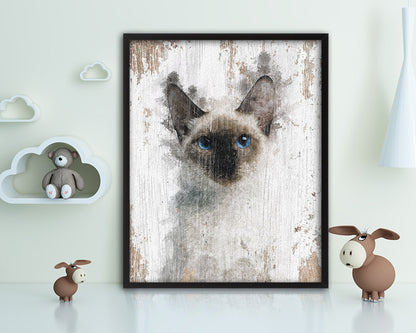 Thai Kitten Cat Kitten Portrait Framed Print Pet Home Decor Custom Watercolor Wall Art Gifts