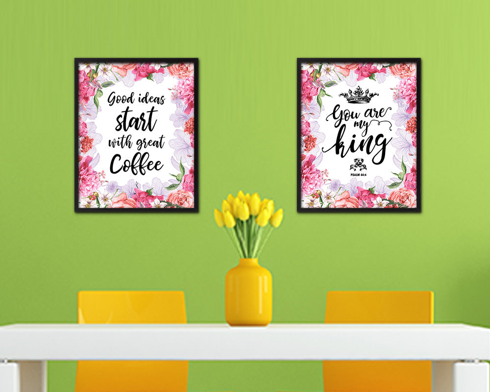 Good ideas start with great coffee Quote Framed Artwork Print Wall Decor Art Gifts