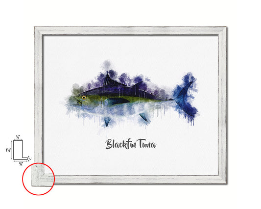 Blackfin Tuna Fish Framed Prints Modern Restaurant Sushi Bar Watercolor Wall Art Decor