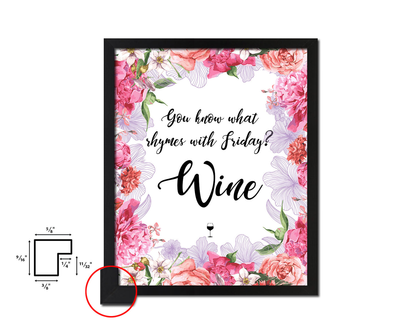 You know what rhymes with Friday Words Wood Framed Print Wall Decor Art Gifts