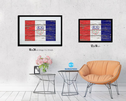Cleveland City Ohio State Rustic Flag Wood Framed Paper Prints Decor Wall Art Gifts