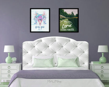 The grass withers & the flowers fade, Isaiah 40:8 Bible Verse Scripture Frame Print