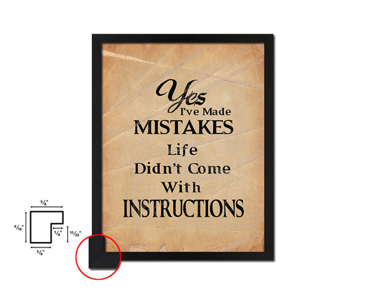 Yes I've made mistakes Quote Paper Artwork Framed Print Wall Decor Art