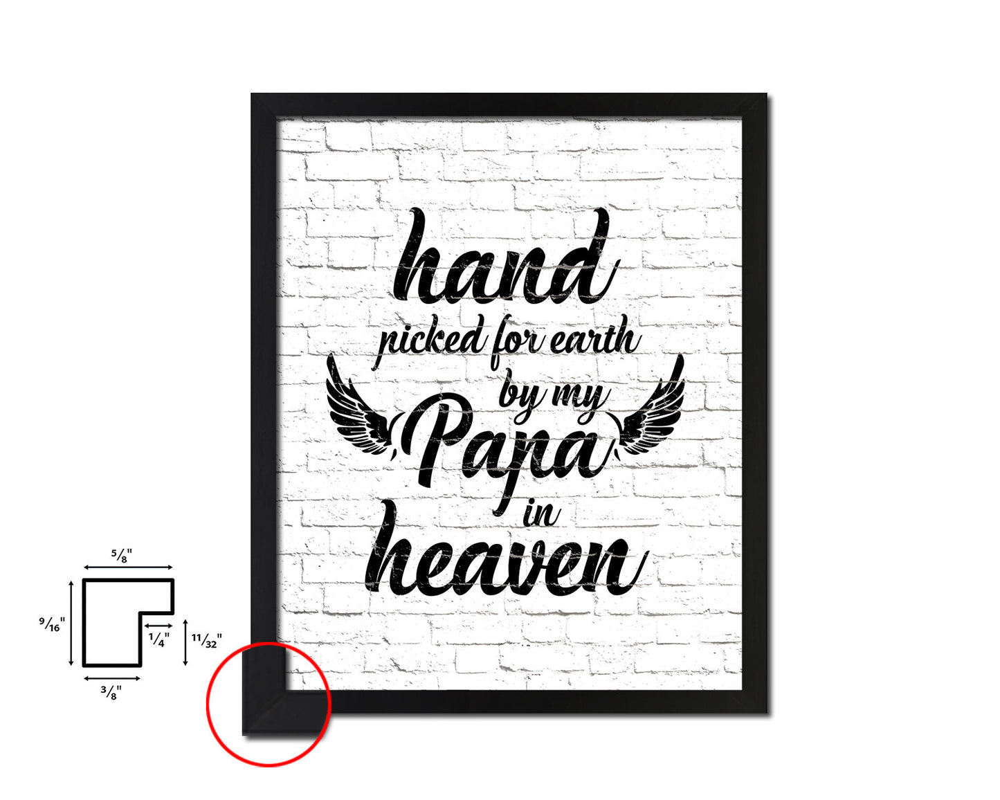 Hand picked for earth by our Papa in heaven Quote Framed Print Wall Art Decor Gifts