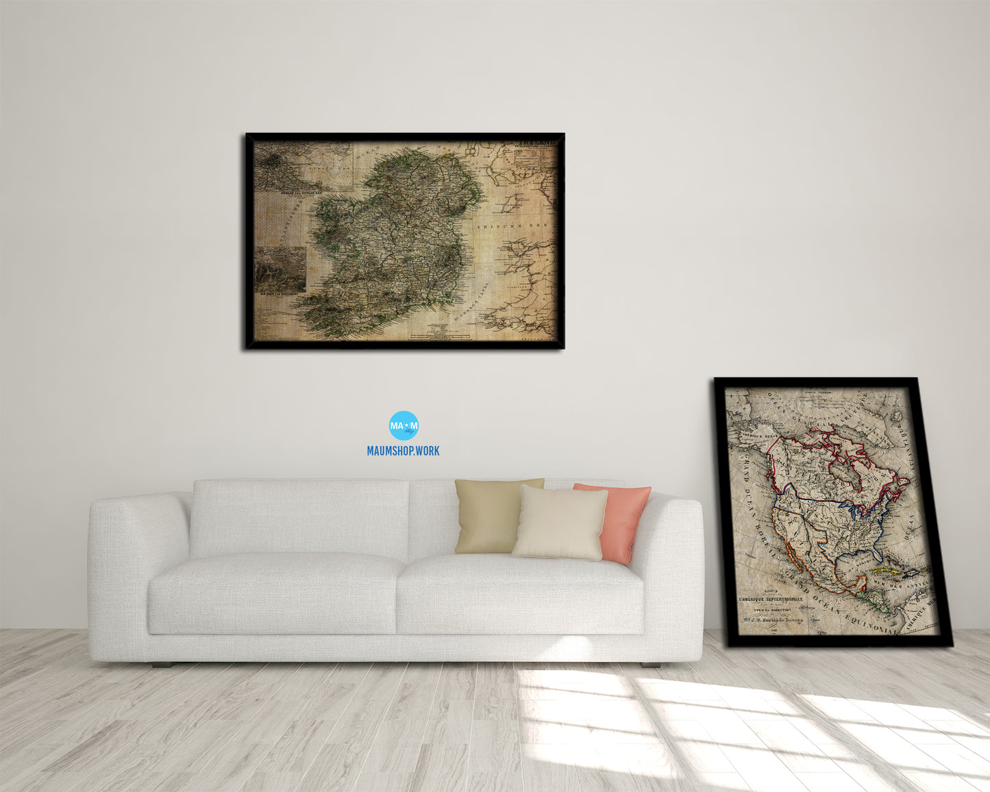Ireland Vintage Map Framed Print Art Wall Decor Gifts