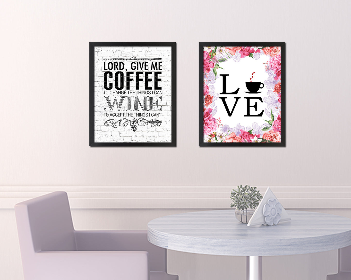 Lord, give me  coffee to  change the things I can Words Wood Framed Print Wall Decor Art Gifts
