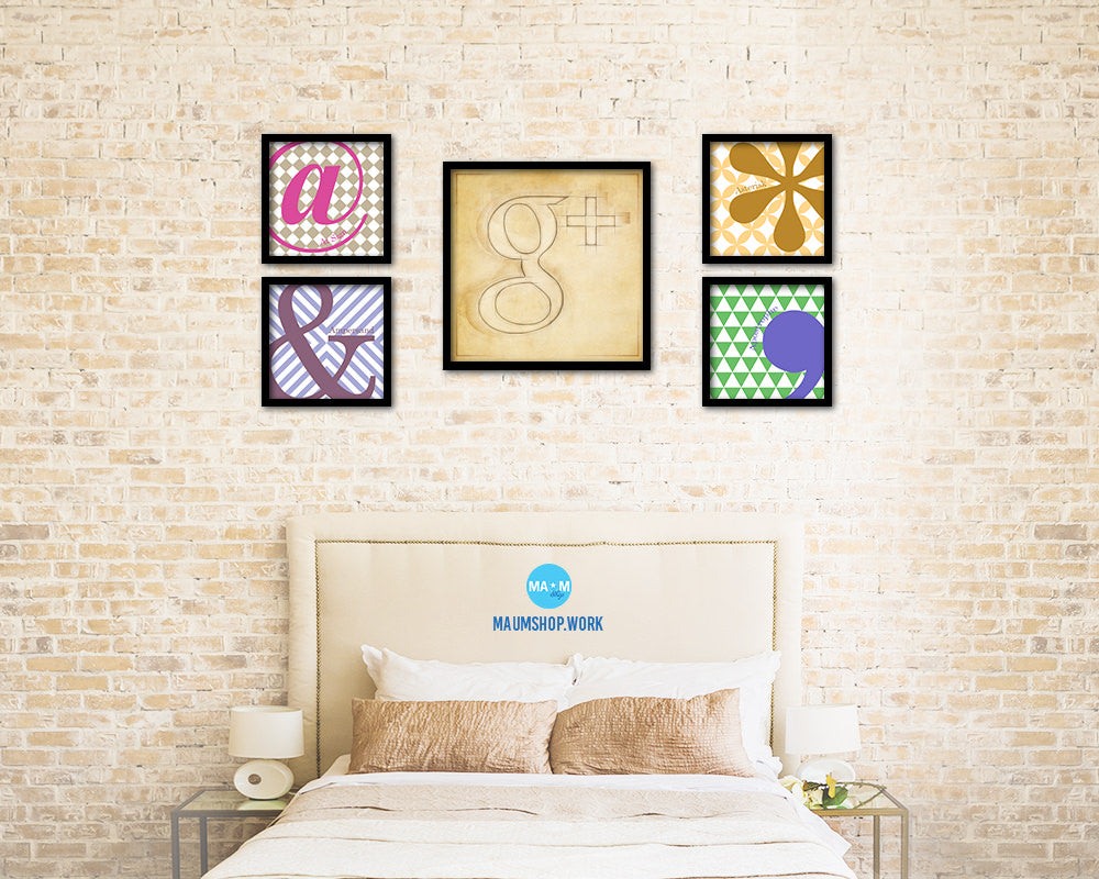 Google Plus Social Media Symbol Icons logo Wood Framed Print Home Decor Wall Art Gifts