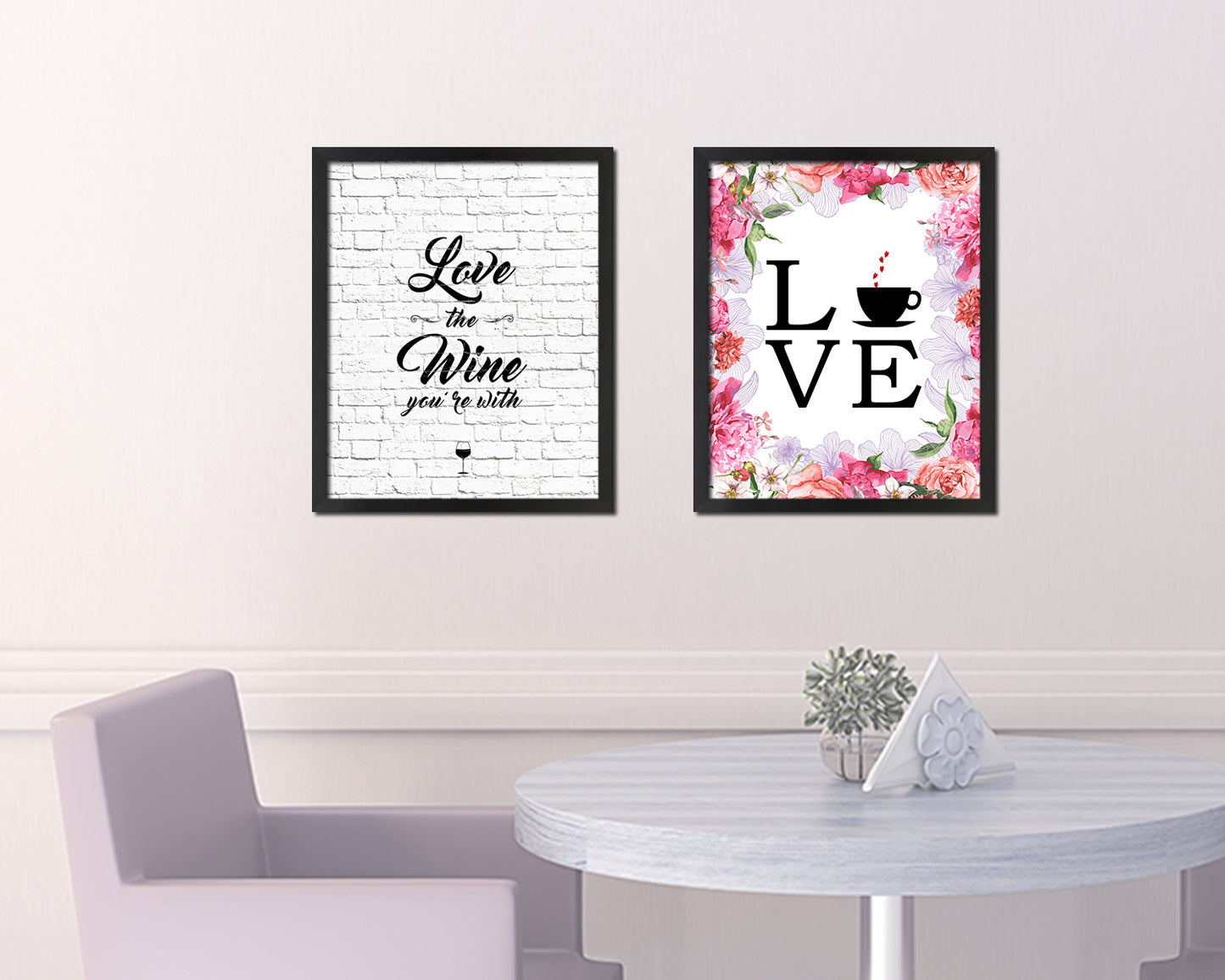 Love the wine you're with Words Wood Framed Print Wall Decor Art Gifts
