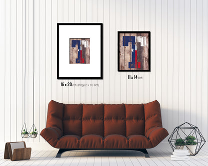 Texas State Initial Flag Wood Framed Paper Print Decor Wall Art Gifts, Wood