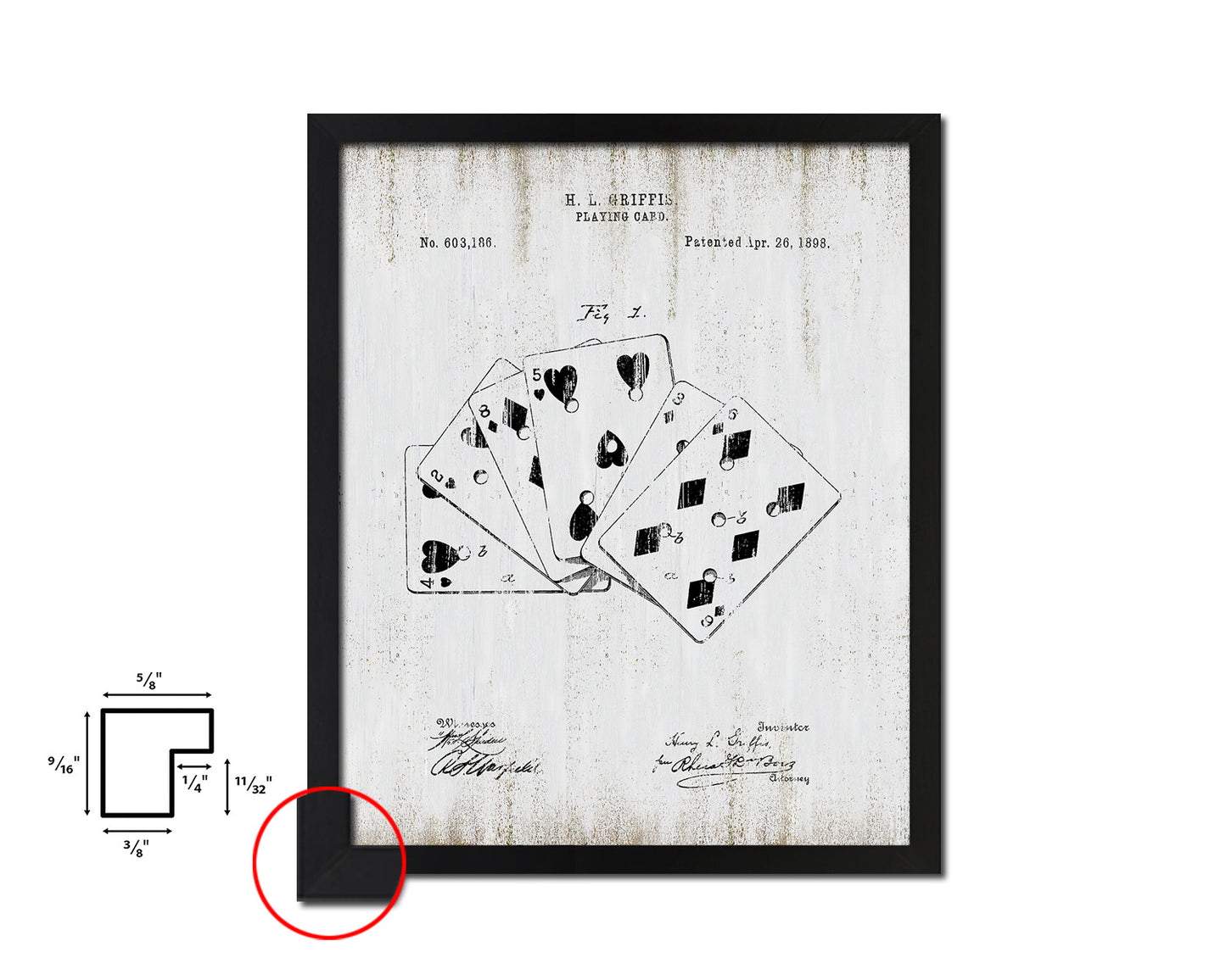 Poker Game Playing Card Vintage Patent Artwork Black Frame Print Gifts