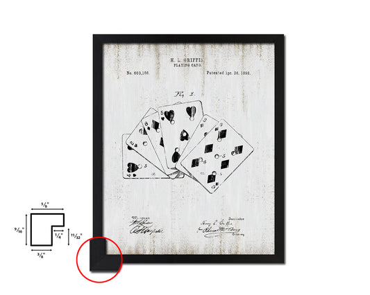 Poker Game Playing Card Vintage Patent Artwork Black Frame Print Gifts