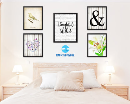 Thankful & Blessed Quote Framed Print Home Decor Wall Art Gifts