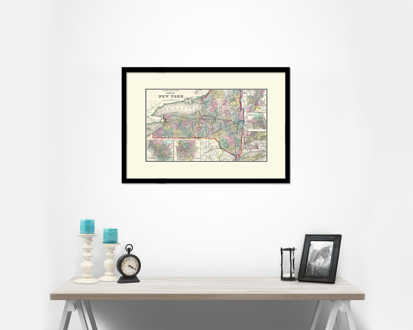 New York 1870 Old Map Framed Print Art Wall Decor Gifts