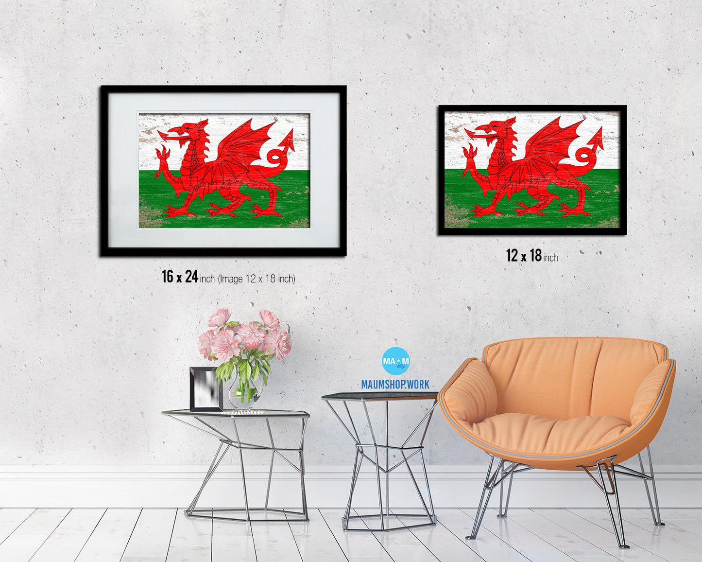 Wales Shabby Chic Country Flag Wood Framed Print Wall Art Decor Gifts