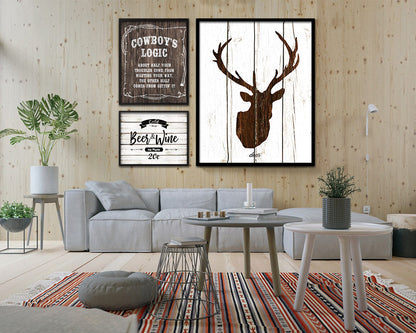 Cowboy's logic about half your troubles Quote Framed Artwork Print Home Decor Wall Art Gifts
