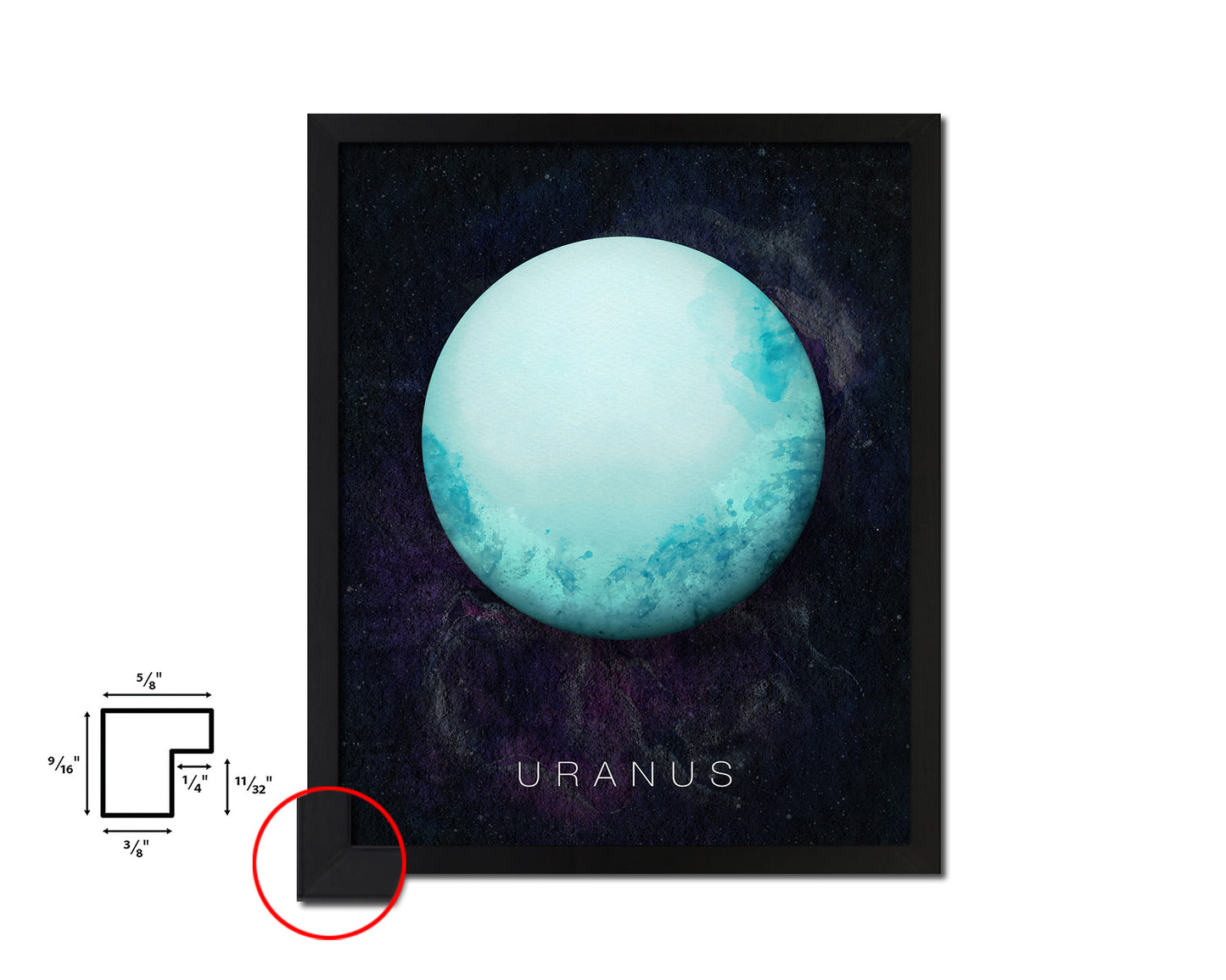 Uranus Planet Prints Watercolor Solar System Framed Print Home Decor Wall Art Gifts