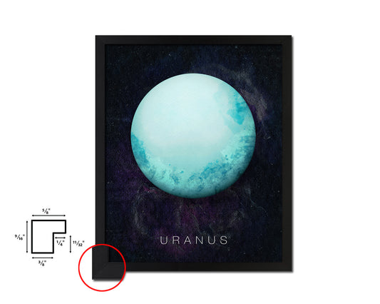 Uranus Planet Prints Watercolor Solar System Framed Print Home Decor Wall Art Gifts