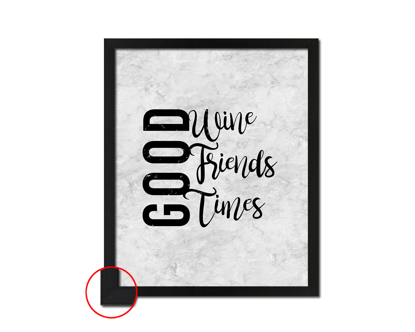Good wine good friends good times Quote Framed Print Wall Art Decor Gifts