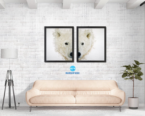 Polar Animal Painting Print Framed Art Home Wall Decor Gifts