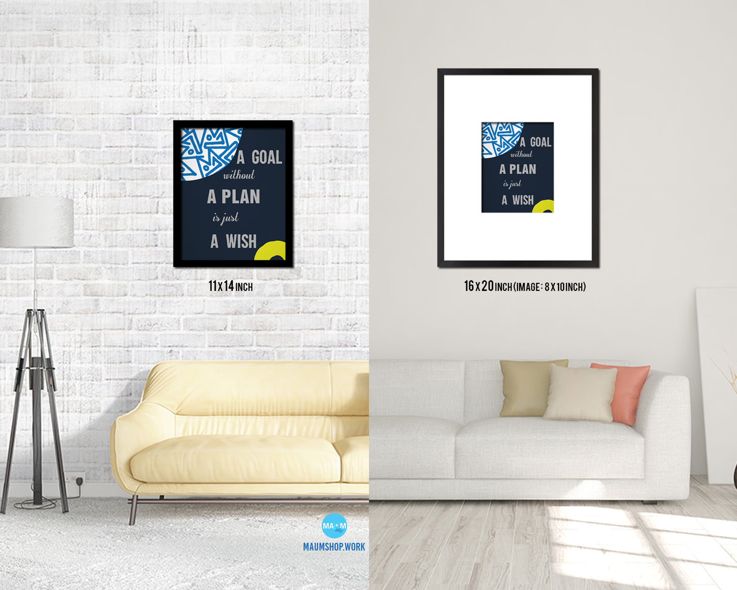 A goal without a plan is just a wish Quote Framed Print Wall Decor Art Gifts