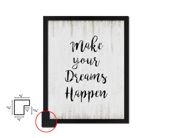 Make your dreams happen Quote Wood Framed Print Wall Decor Art