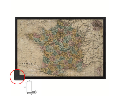 France and Paris Historical Map Framed Print Art Wall Decor Gifts