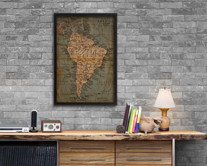 South America Historical Map Wood Framed Print Art Wall Decor Gifts