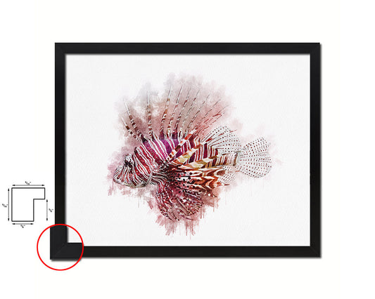 Lionfish Framed Print Modern Restaurant Sushi Bar Modern Watercolor Wall Art Decor