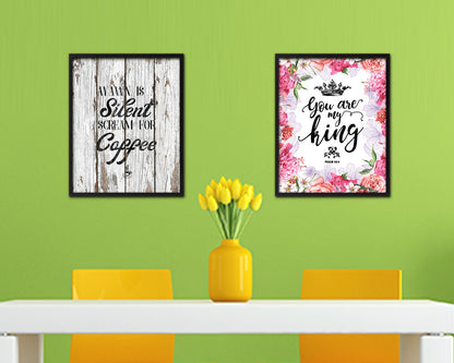 A yawn is a silent scream for coffee Quote Framed Artwork Print Wall Decor Art Gifts