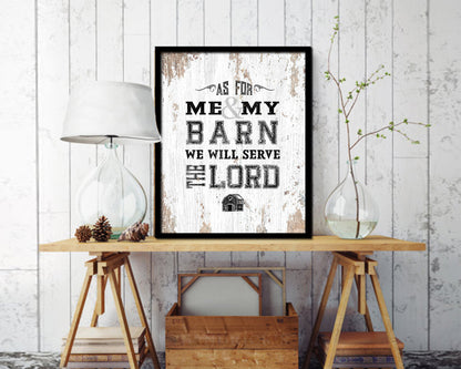 As for me & my barn, we will serve the Lord Quote Wood Framed Print Home Decor Wall Art Gifts