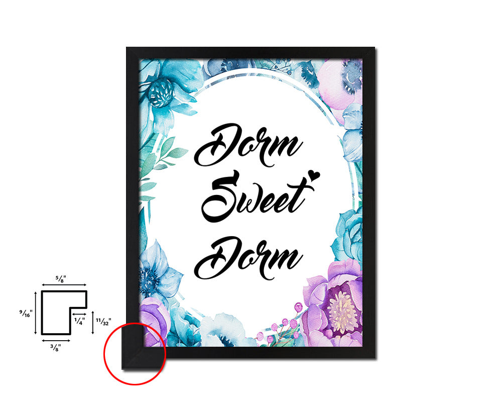 Dorm sweet dorm Quote Boho Flower Framed Print Wall Decor Art